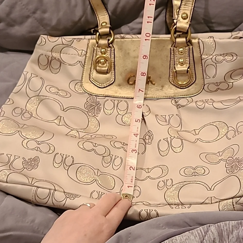 Coach gold detail beige bag